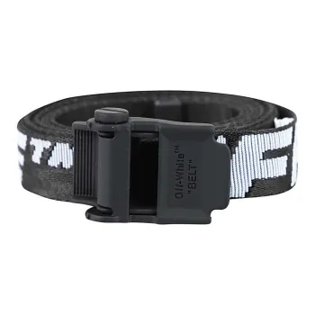 OFF WHITE Logo Print Belt Men's Black Width 3.5CM