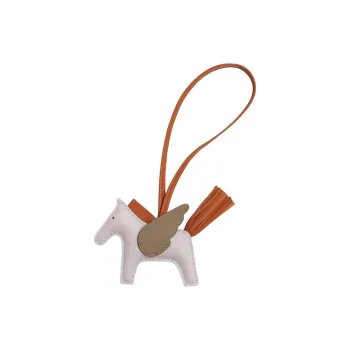 HERMES Lambskin Pendants Unisex Light Purple/Gingerbread/Malafa Beige