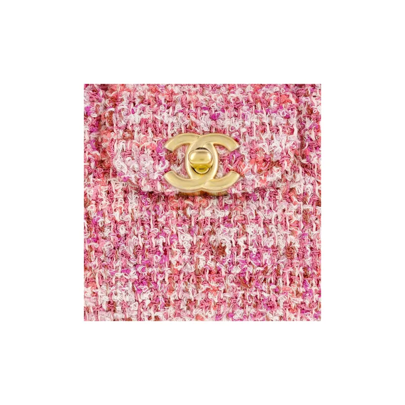 CHANEL Leather Kelly Bag, Handheld One Shoulder Handbag Extra Mini Women's Pink & White-5
