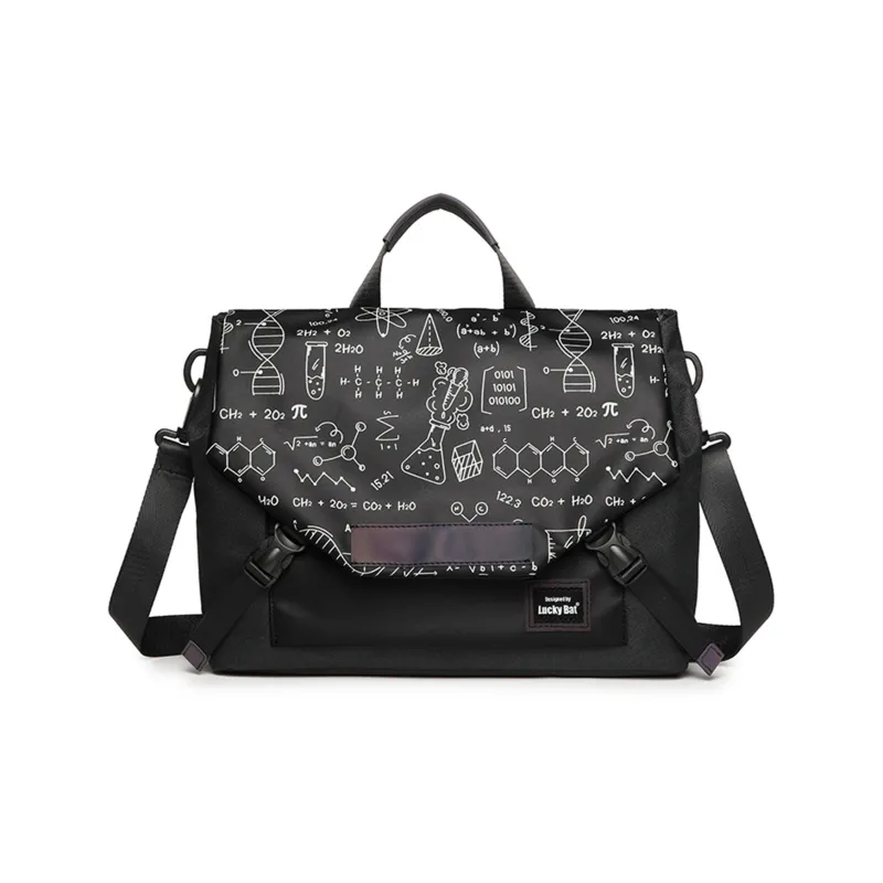 TAKI PU Fashionable Versatile One Shoulder Handbag Regular Unisex Black/Gray Equation/Black Equation/Black Lightning-7