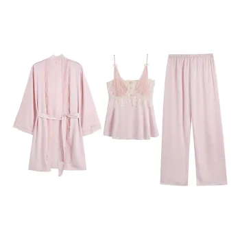 Flow Yarn Women's Matching Loungewear & Sleepwear Set Women's Three-Piece Set Pink