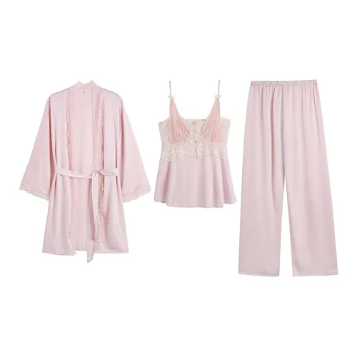 Flow Yarn Women's Matching Loungewear & Sleepwear Set Women's Three-Piece Set Pink