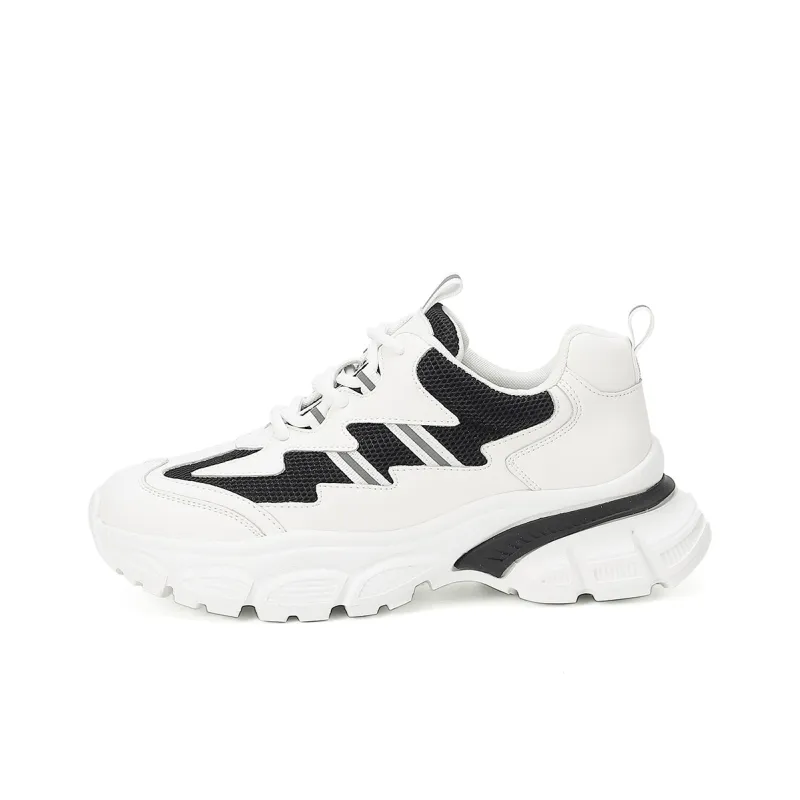 PIERCE GENTRY Chunky Sneakers Women's Low Top White/Beige Black-7
