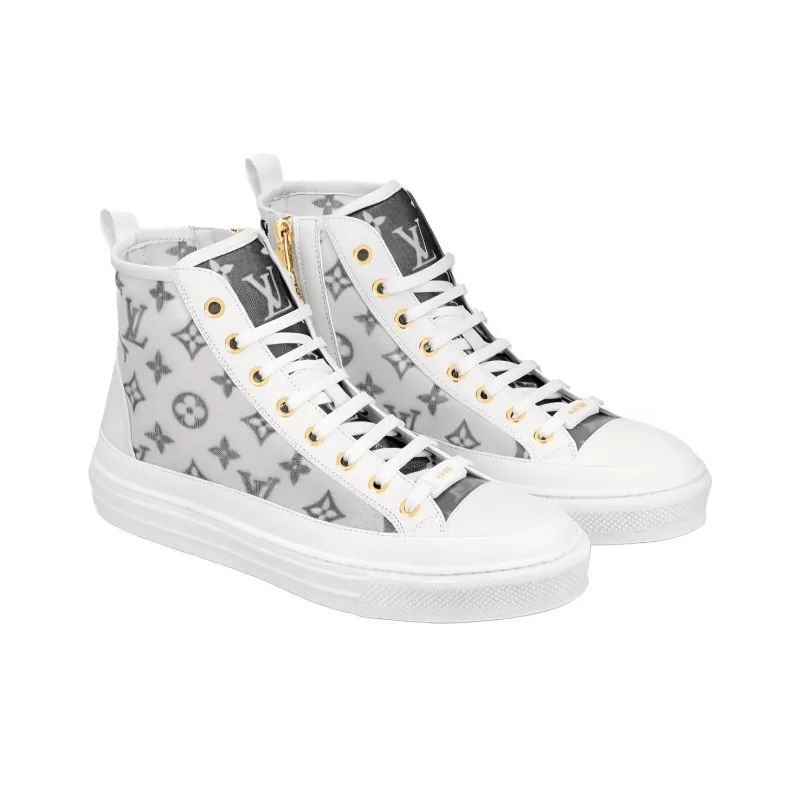 LOUIS VUITTON Stellar Ankle Sneakers 'White Grey' Women's-2