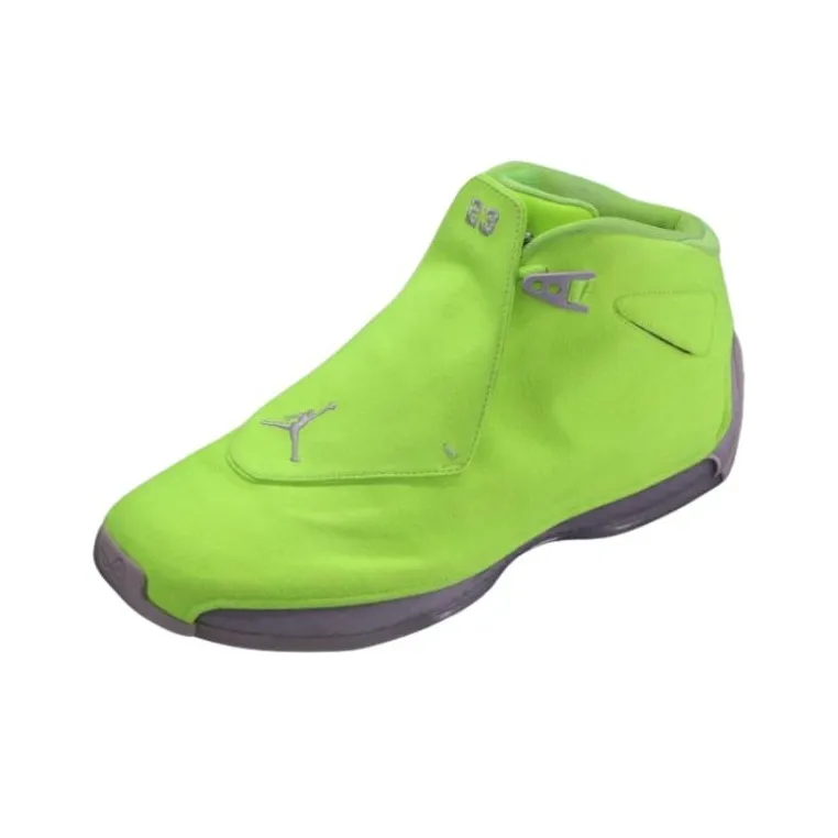 OVO x Jordan Air Jordan 18 Volt PE Wear-Resistant Mid-Top Vintage Basketball Shoes Men's Green-2