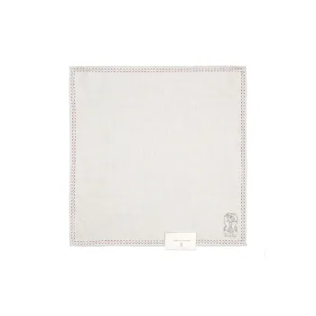 Brunello Cucinelli Heraldic Logo Finished Edge Pocket Square