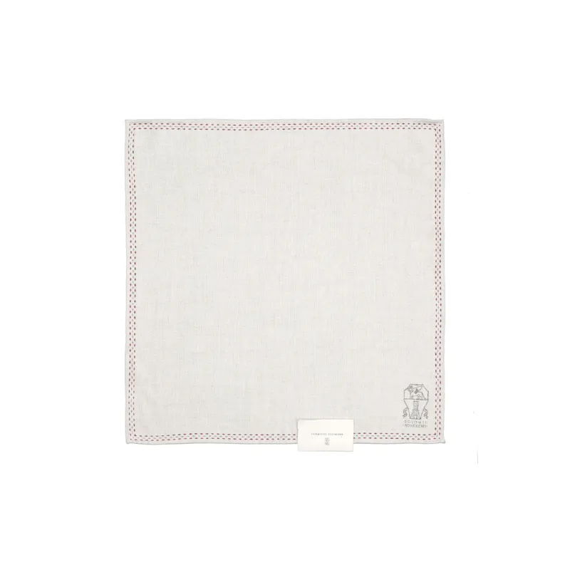 Brunello Cucinelli Heraldic Logo Finished Edge Pocket Square-0