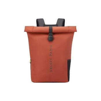 DELSEY PU Backpack Medium Size Unisex Brick Red