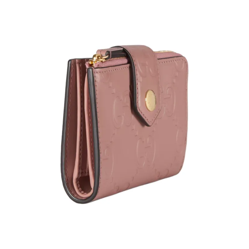 GUCCI Leather Wallet Medium Size Women's Rose Beige-1