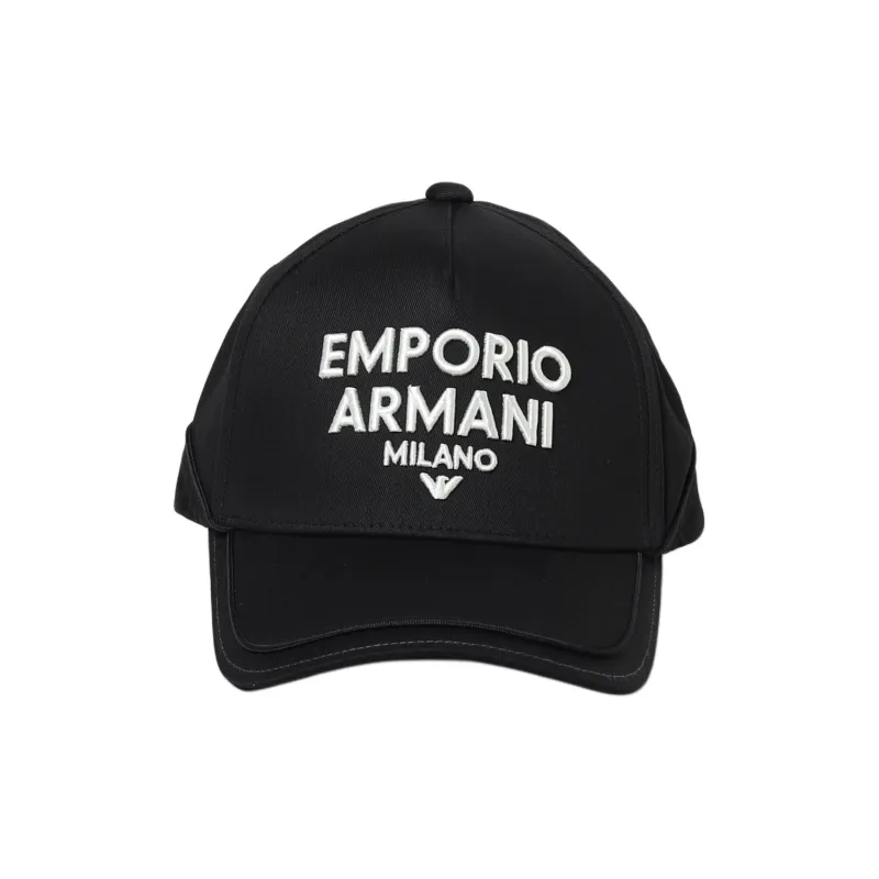 GIORGIO ARMANI Cotton Baseball Caps Men's Black-1
