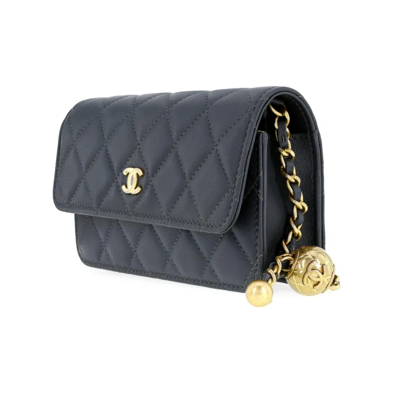 CHANEL WOC Sheepskin Shoulder Bag, Crossbody Bag Women's Dark Gray-2