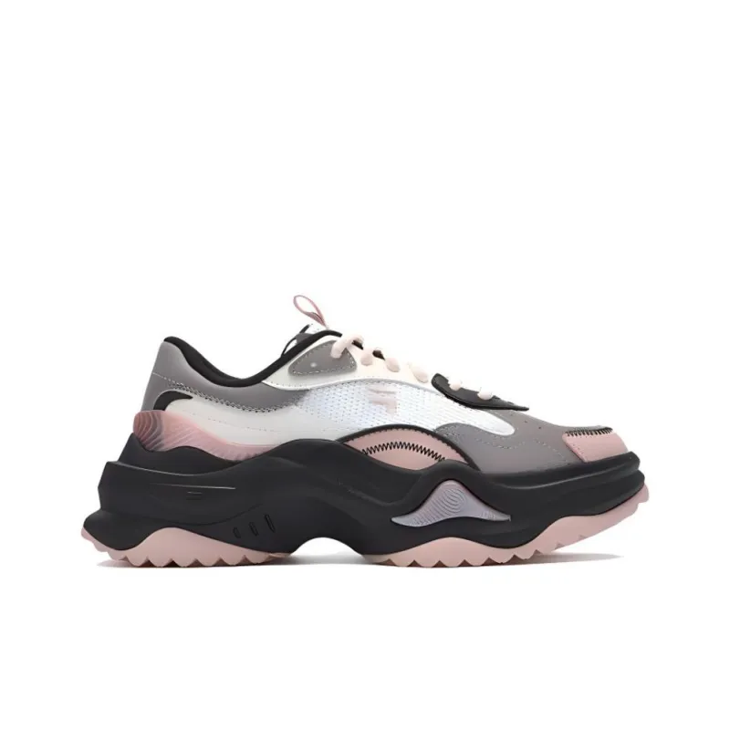 FILA FUSION BIANCO II Cushioned Wear Resistant Lightweight Low Top Chunky Sneakers Women's Zinc Gray-1