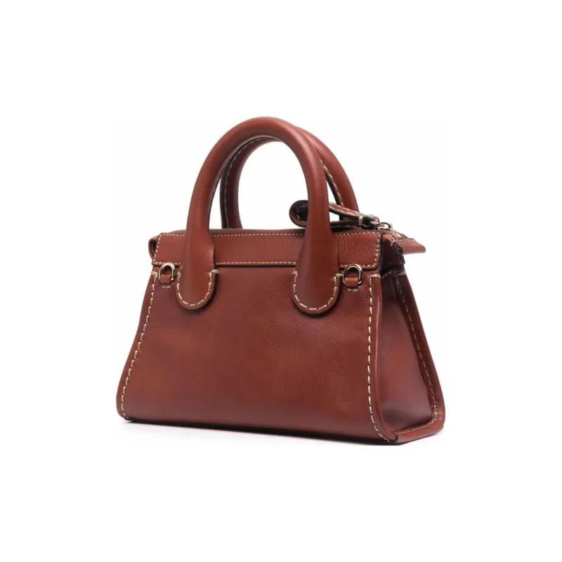 Chloe Edith Leather Shoulder Bag Crossbody Bag Handbag Mini Women's Tan-1