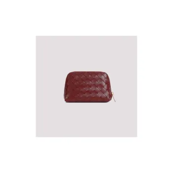Bottega Veneta Leather Makeup Bag Women's Red