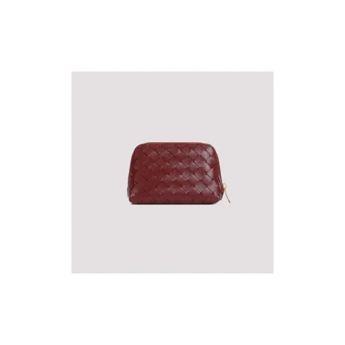 Bottega Veneta Leather Makeup Bag Women's Red