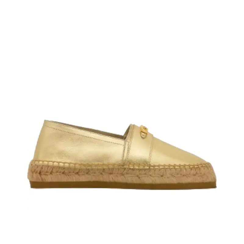 MOSCHINO Logo-lettering Metallic Leather Espadrilles-1