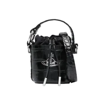 Vivienne Westwood DAISY Calfskin Bucket Bag, Shoulder Bag, Crossbody Bag, Handbag Mini Women's Black