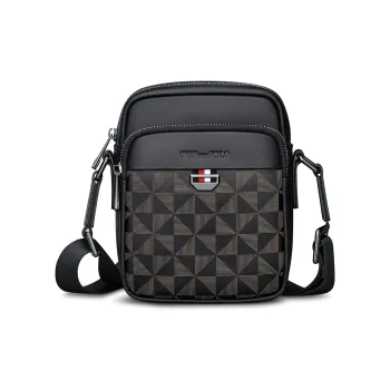 WilliamPOLO Top Grain Cow Leather Shoulder Bag With Adjustable Strap Crossbody Bag Regular Men's Black