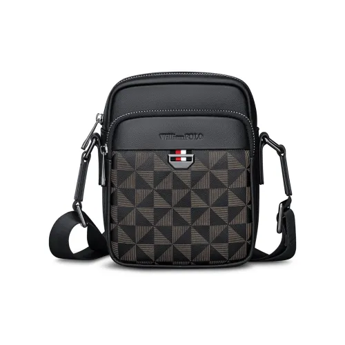 WilliamPOLO Top Grain Cow Leather Shoulder Bag With Adjustable Strap Crossbody Bag Regular Men's Black