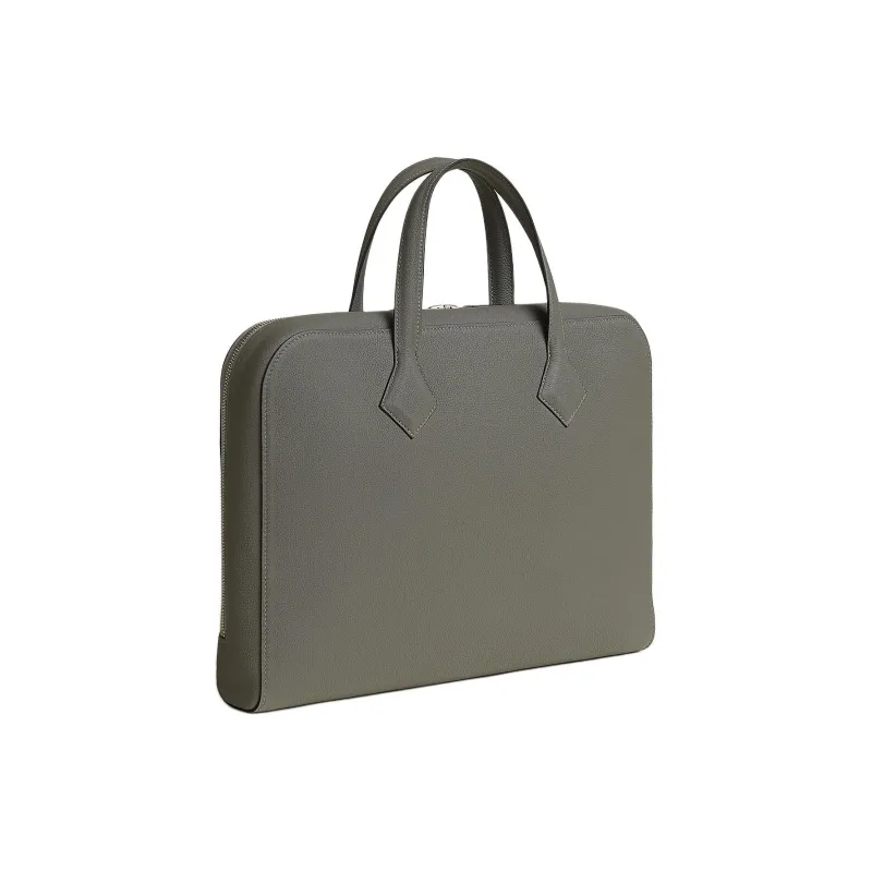 HERMES Victoria Light Togo Calfskin Business Bag Briefcase Handbag Men's 0L Grismeyer Cumulus Gray-1