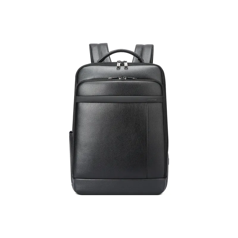 BOPAI Top Grain Cow Leather Backpacks Backpack Laptop Bags Regular Men's Black-9