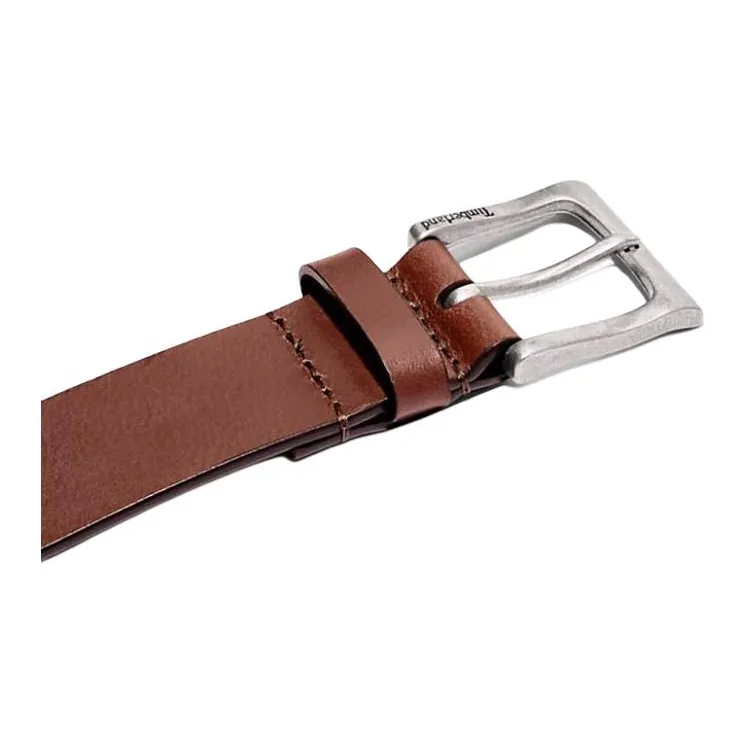 Timberland Letter Carving Logo Leather Belts Men's Brown Width 3.5CM-2