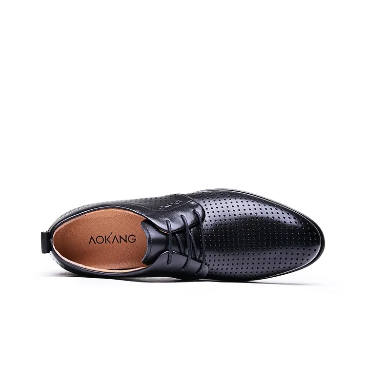 AOKANG Dress Shoes Men Low Top Black-3
