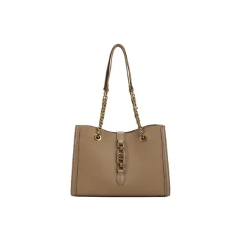 HONGU Cow Leather Bonded Synthetic Leather One Shoulder Handbags Small Size Women's Pitch Black/Khaki