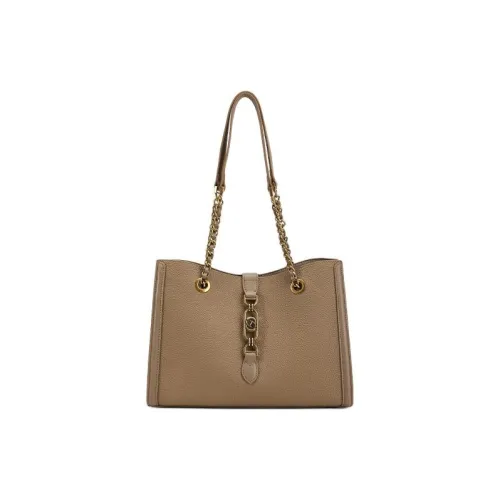 HONGU Cow Leather Bonded Synthetic Leather One Shoulder Handbags Small Size Women's Pitch Black/Khaki