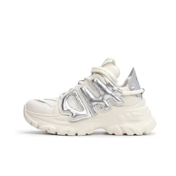 SATURDAY MODE Height Increasing Mid Top Chunky Sneakers Women's Silver