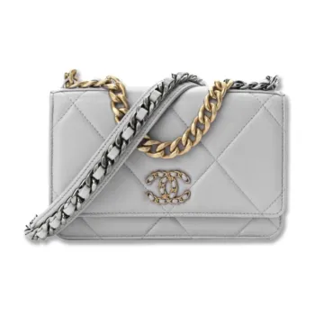 CHANEL 19BagWOC Lambskin Handbag, Shoulder Bag, Crossbody Bag Tubas Women's Gray
