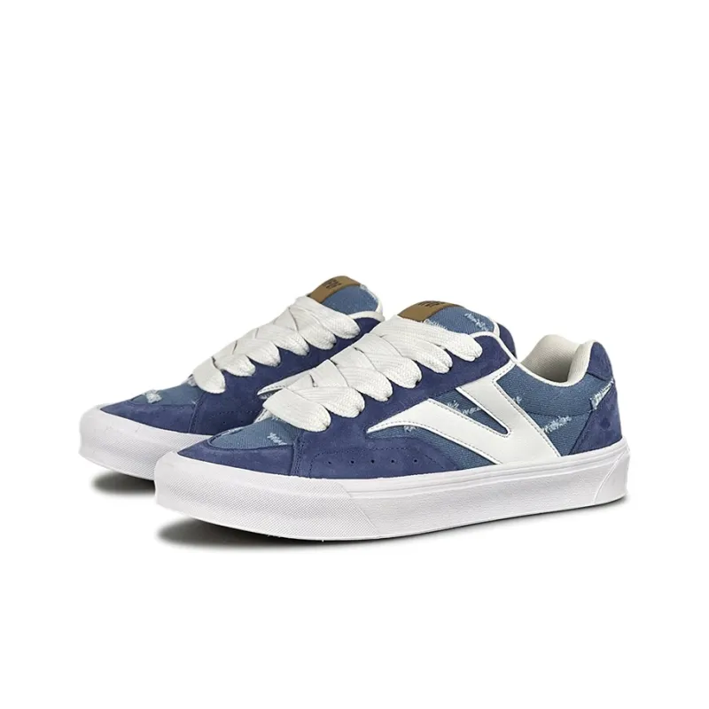 VFDF Puffy Shoes Low Top Skateboard Shoes Unisex Denim Blue-2