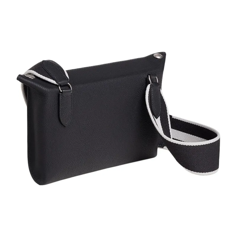 HERMES Videpoches Togo Calfskin Plate Bag Fanny Pack Shoulder Bag Crossbody Bag Men's 3Y Caban Navy Blue & Light Gray-2