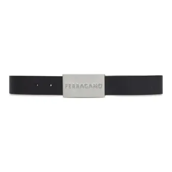 FERRAGAMO Logo Pendant, Smooth Buckle Leather Belts Men's Black/Brown