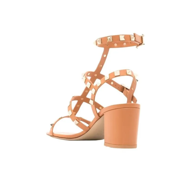 Valentino Rockstud One Strap Sandals Women's Orange-4
