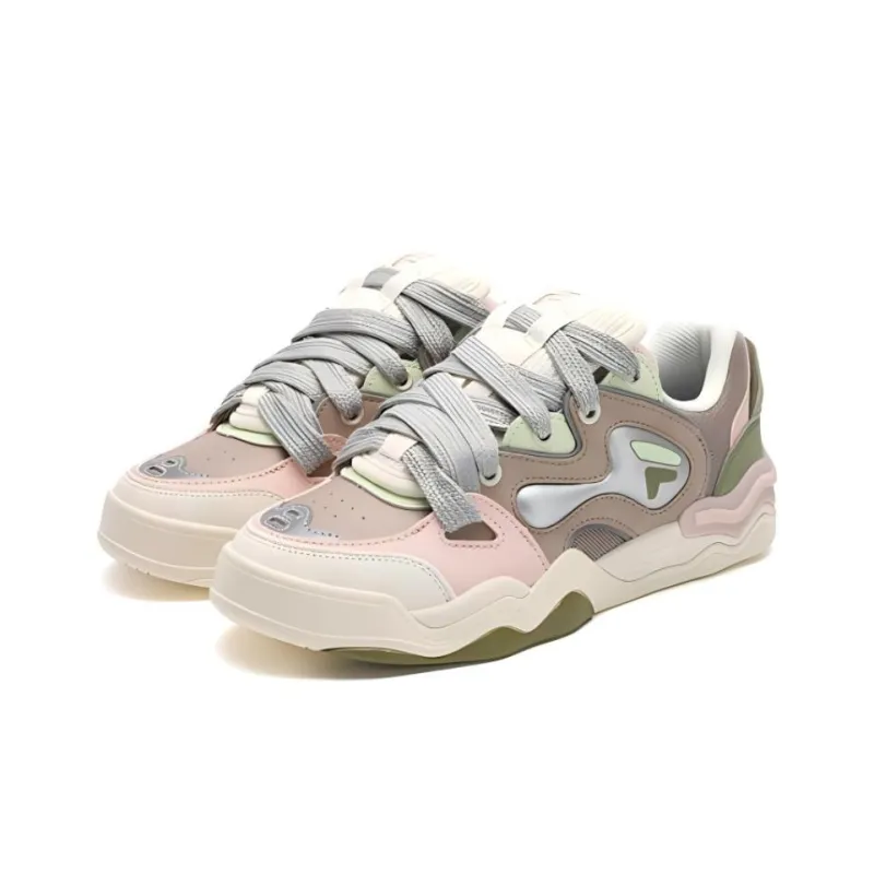 FILA FUSION KICKDX Impact Resistant Slip Resistant Low Top Skateboard Shoes Women's Khaki Pink-2
