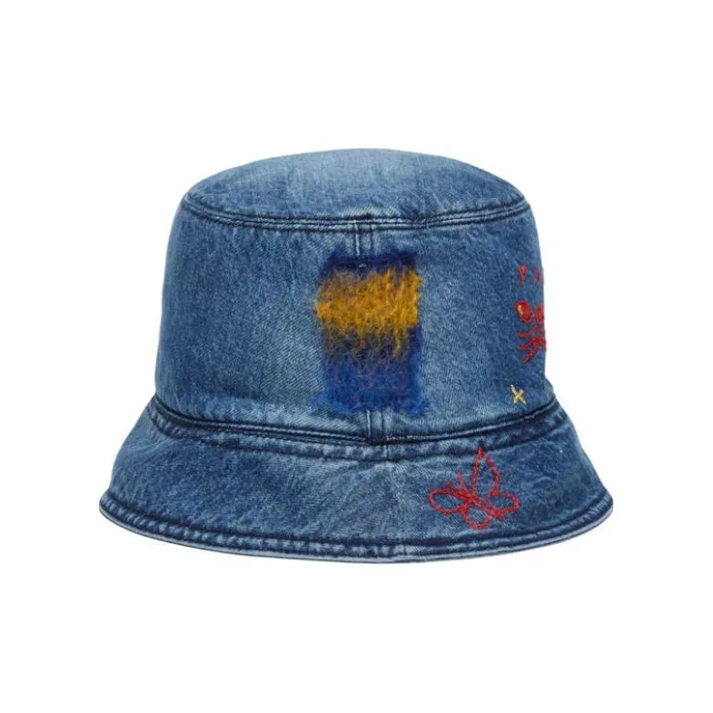 MARNI Embroidered Denim Bucket Hat-1