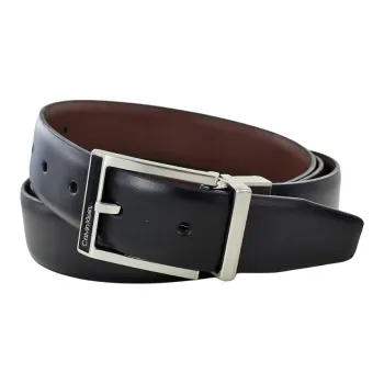CK/Calvin Klein Letter Logo Pin Buckle Leather Belts Men's Black Width 3.5CM