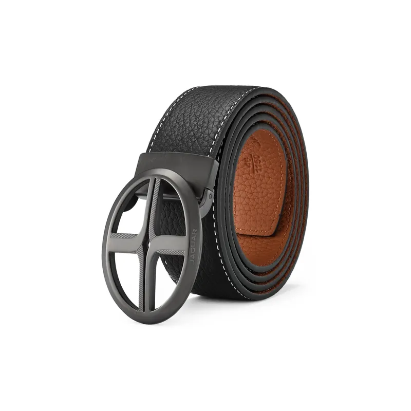 JAGUAR Trendy Fashion Cut Out Cow Leather Men's Automatic Buckle Leather Belts Men's Width 3.4cm-2
