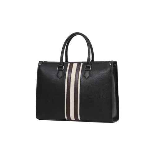 DOSRFINI Cow Leather Briefcases Large Size Men's Black
