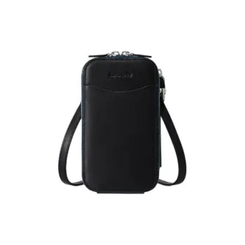 SAMSONITE Soft Cow Leather Shoulder Bag With Cell Phone Pouch Men's Black