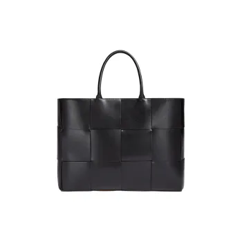 Bottega Veneta ARCO Lambskin Handbag Large Size Men's Black