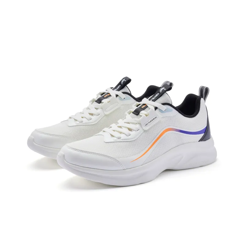 QIAODAN Cushioning Anti Slip And Wear Resistant Low Top Running Shoes Men's White Orange-2