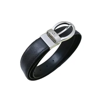 MONTBLANC Black Brown Double Sided Use Cow Leather Belt Unisex