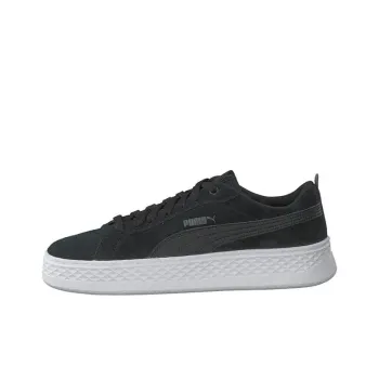PUMA Smash Platform Suede Casual Board Shoes Black/White Women's