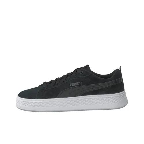 PUMA Smash Platform Suede Casual Board Shoes Black/White Women's