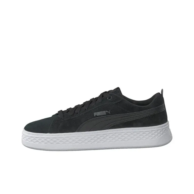 PUMA Smash Platform Suede Casual Board Shoes Black/White Women's-0