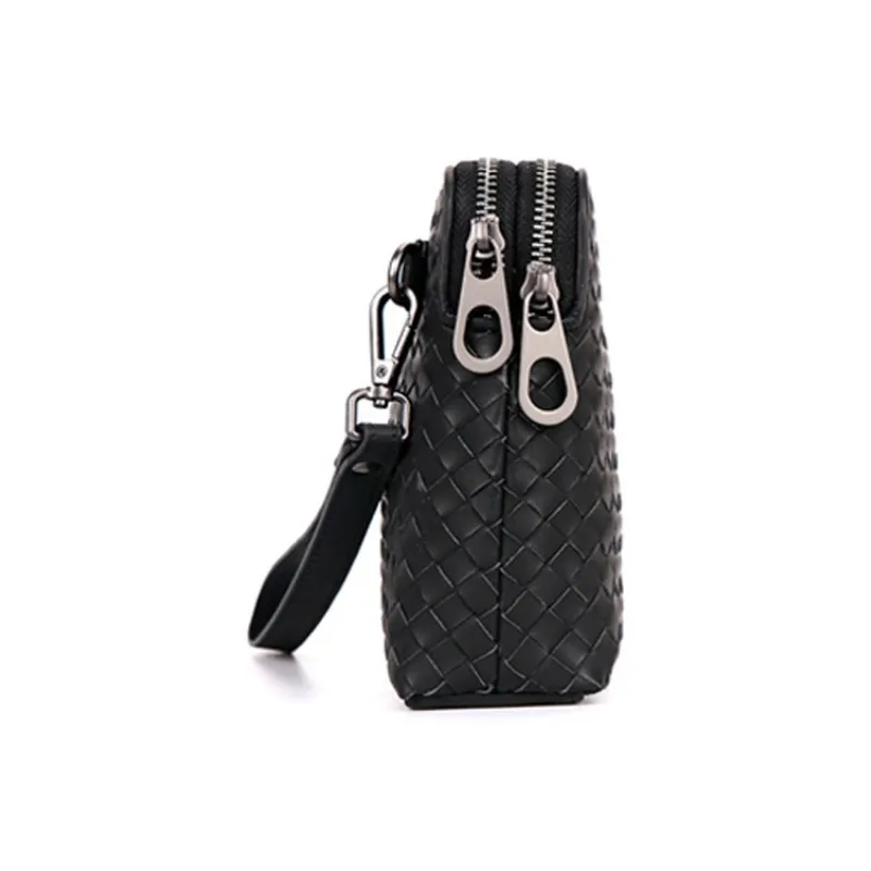 CMLZIUA Lacquered Cow Leather With Embroidery Clutch Unisex Black-7