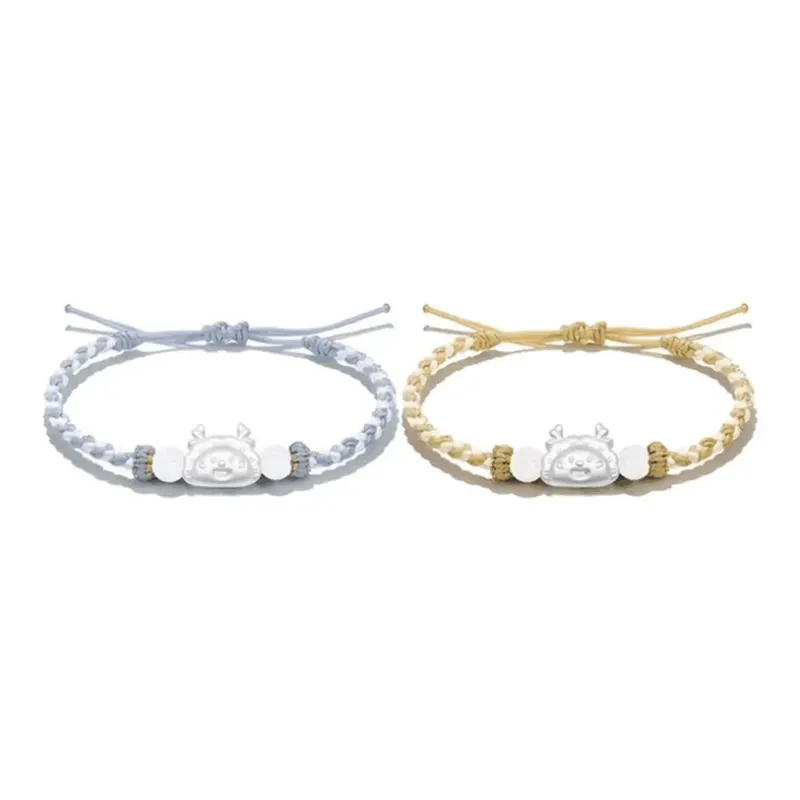 ZOKS Colored Glaze Woven Jade Bracelet Unisex-2