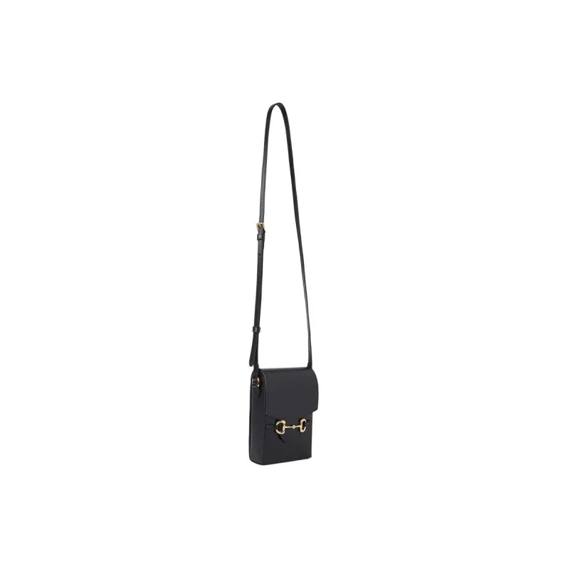 GUCCI Leather Cell Phone Pouch, Cigarette Case, Bag, Shoulder Bag, Crossbody Bag Mini Men's Black-1